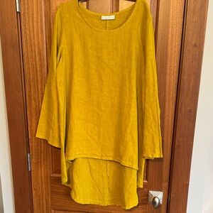 Bryn Walker Mustard Yellow Linen Tunic Top